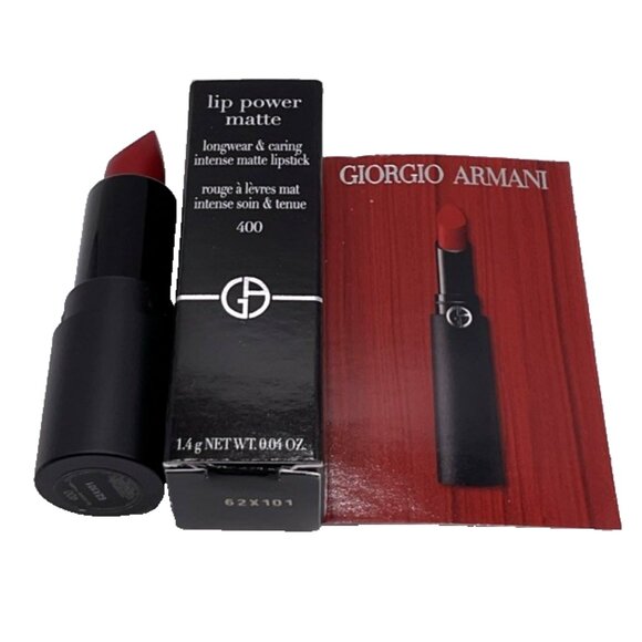 Giorgio Armani Lip Power Matte Longwear Intense Red Lipstick 400 Maestro 206 NEW - Picture 6 of 7